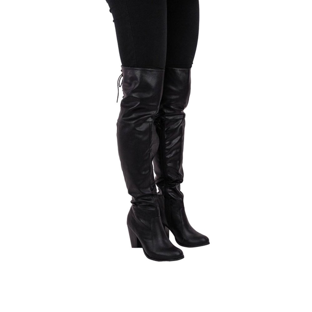Chase & Chloe Max-2 Women's Over The Knee Thigh High Suede Chunky Heel B… - Picture 4 of 9
